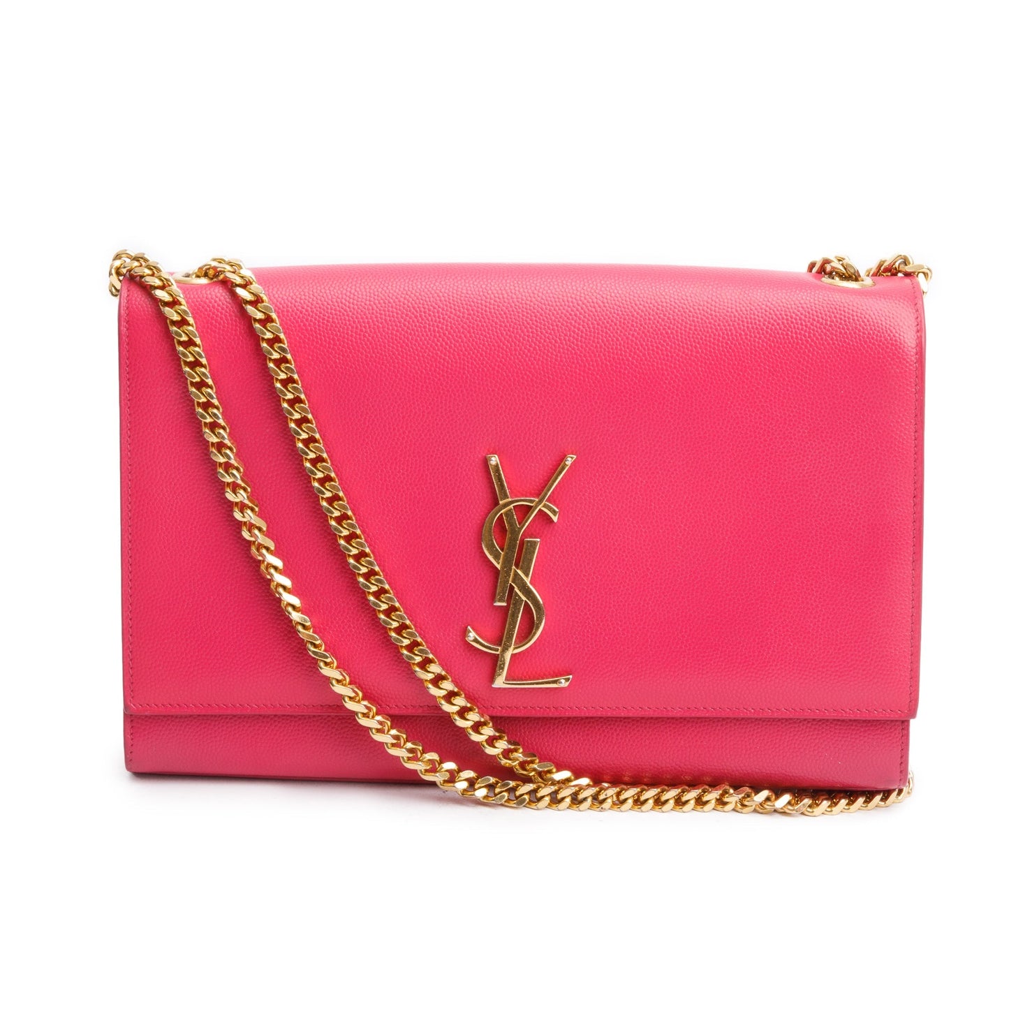 YSL Saint Laurent Grain De Poudre Kate Bag Leather Pink Travel Bag