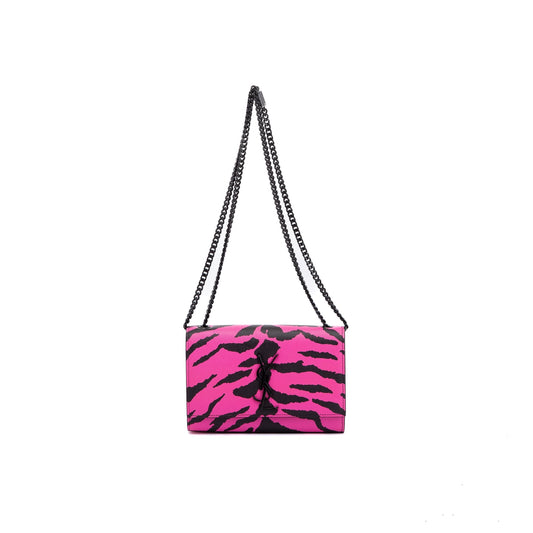 YSL Saint Laurent Zebra Print Kate Bag Monogram Pink Travel Bag
