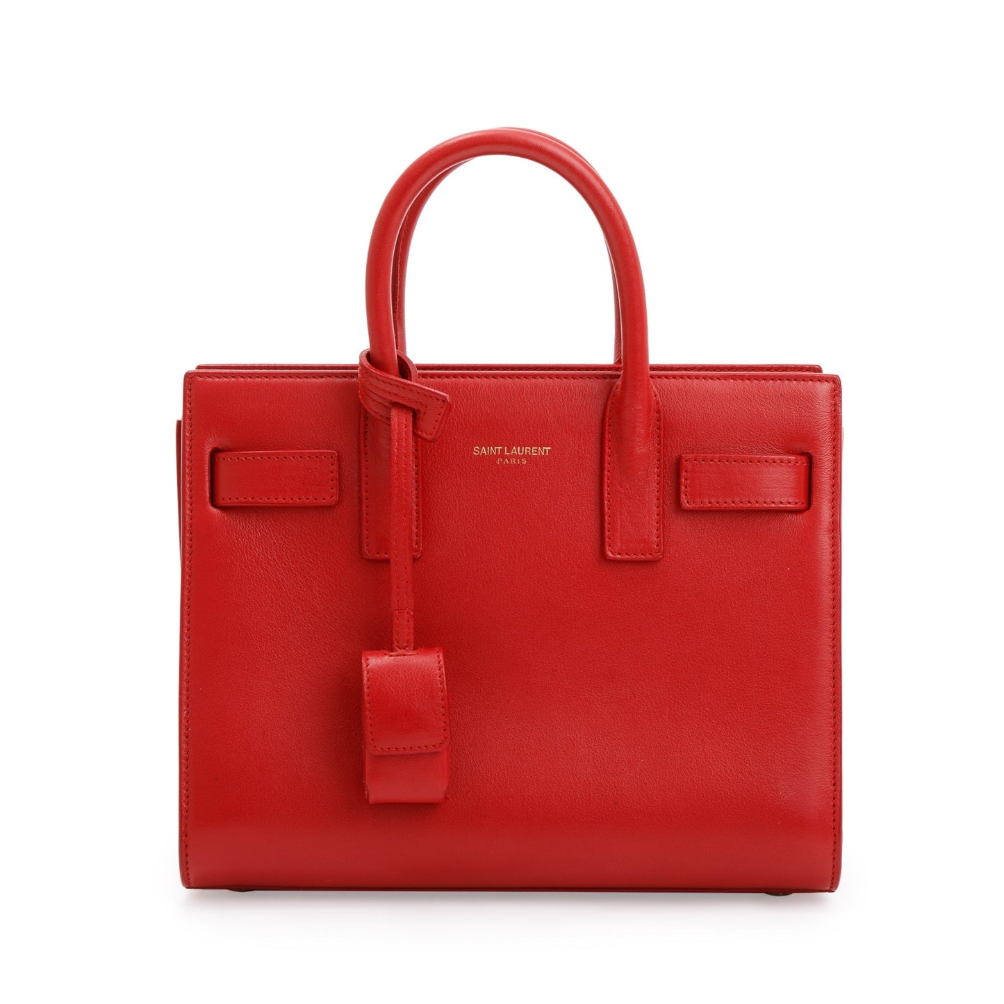 YSL Saint Laurent Smooth Calfskin Nano Sac De Jour Travel Leather Red Travel Bag