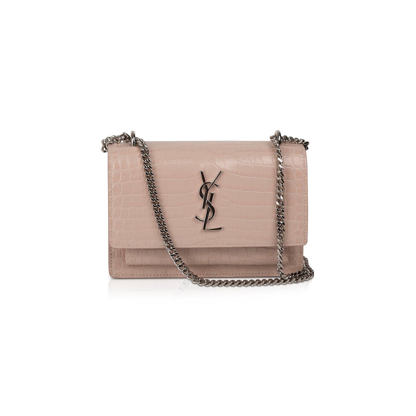 YSL Saint Laurent Crocodile Embossed Sunset Bag Small Travel Bag