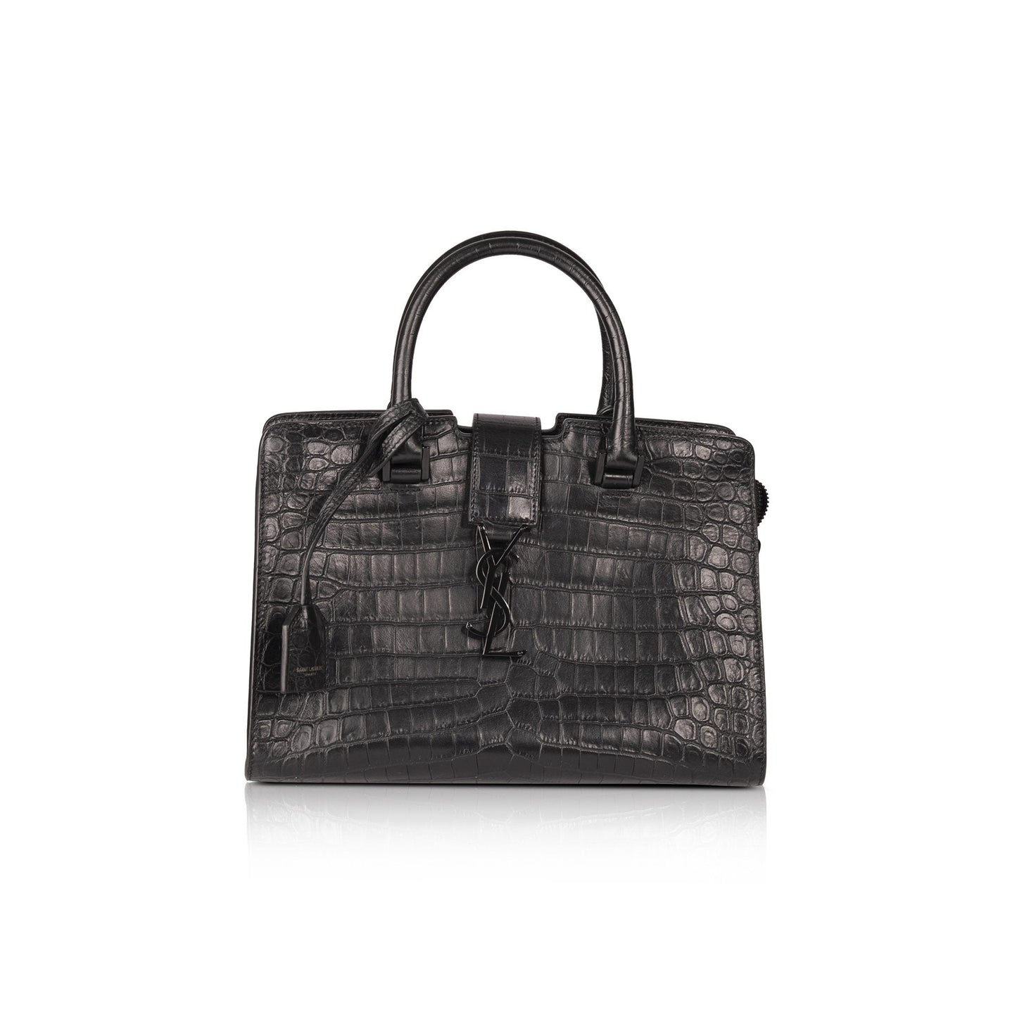 YSL Saint Laurent Embossed Croc Cabas Bag Monogram Small Travel Bag