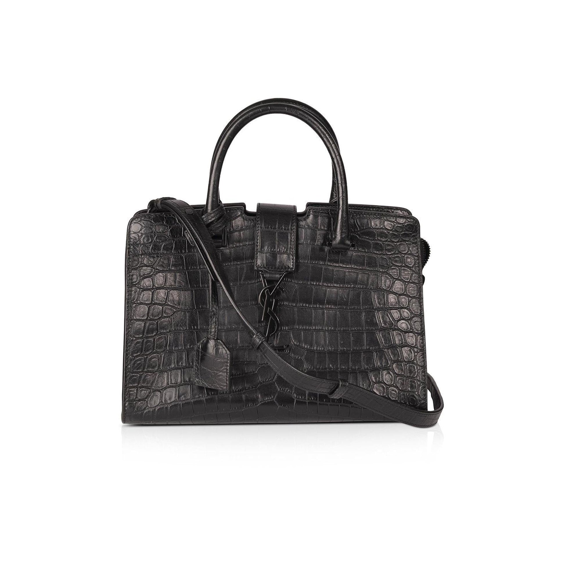 YSL Saint Laurent Embossed Croc Cabas Bag Monogram Small Travel Bag