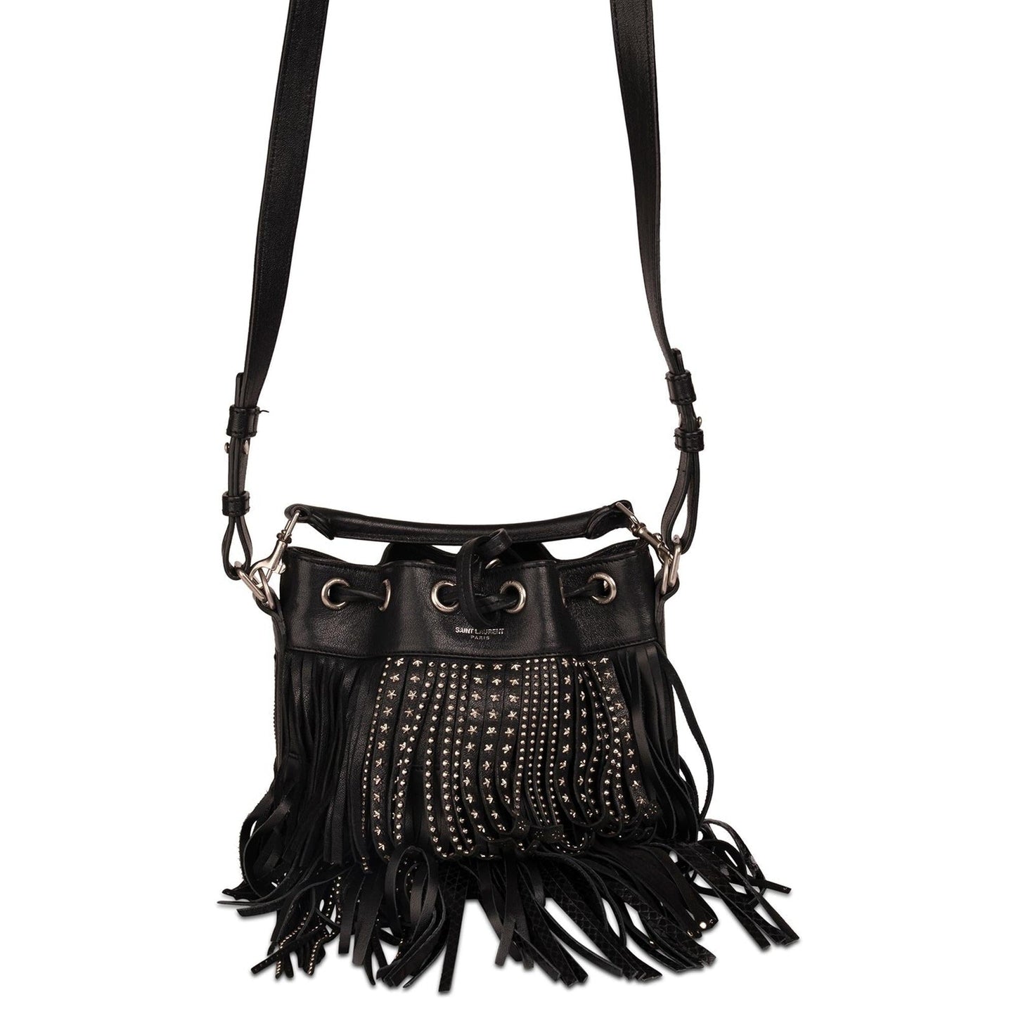 YSL Saint Laurent Studded Emmanuel Bag Small Bucket Bucket Bag