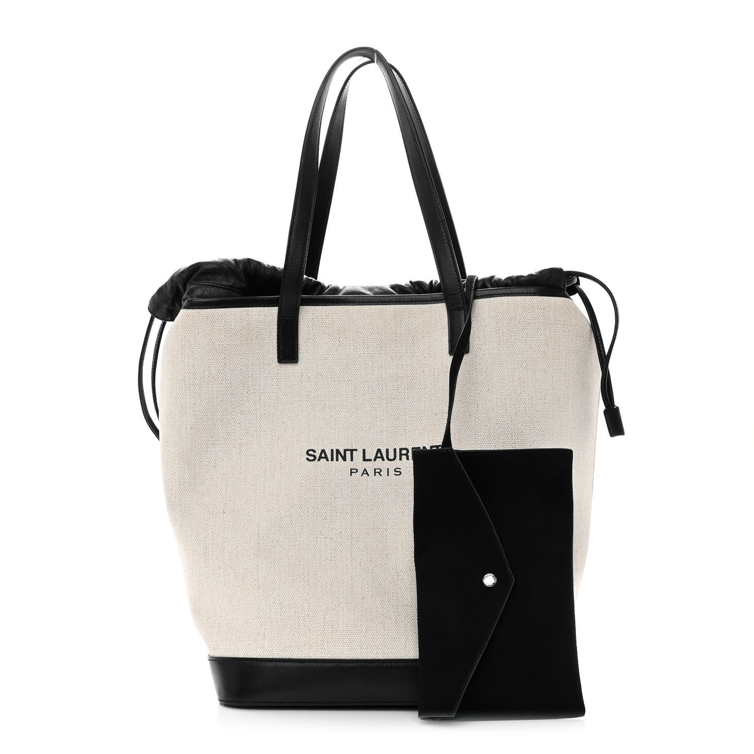 YSL Saint Laurent Yves Teddy Tote Bag Leather Canvas