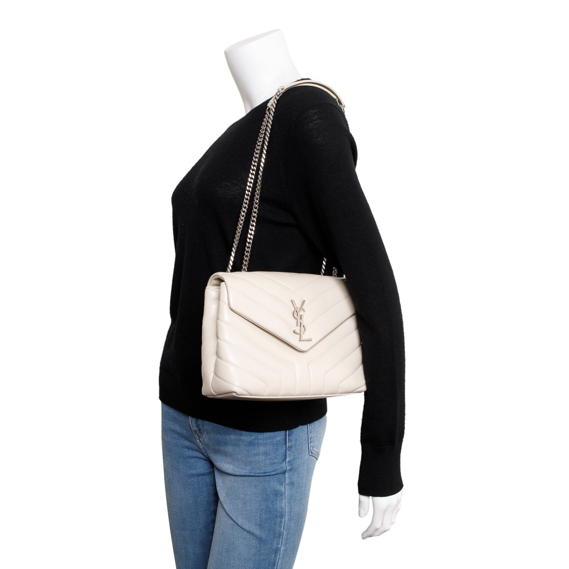 YSL Saint Laurent Calfskin Small Loulou Shoulder Bag Leather Monogram
