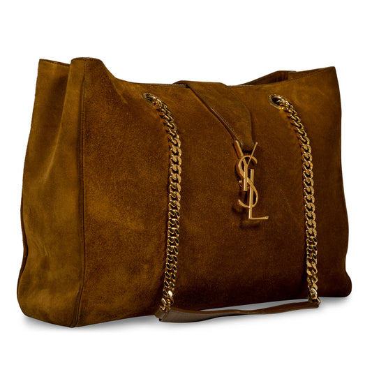 YSL Saint Laurent Classic Shopper Shoulder Bag Suede Monogram