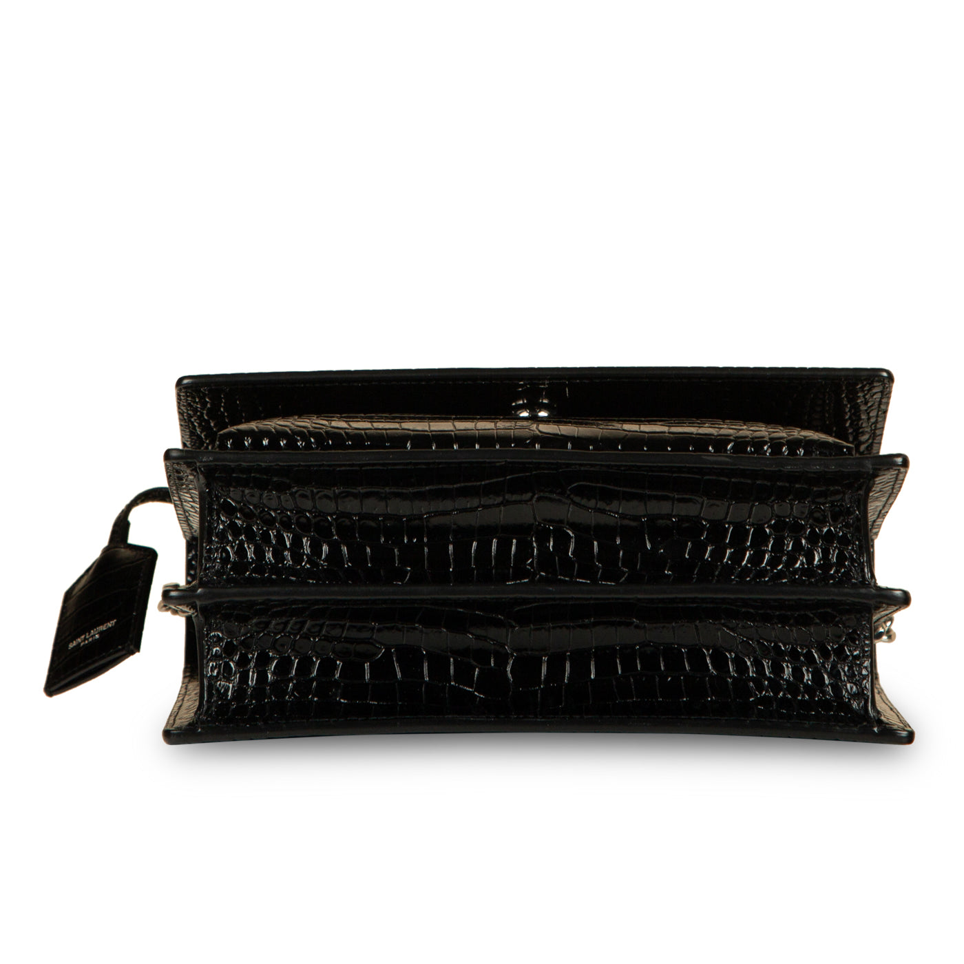 YSL Saint Laurent Sunset Croc Crossbody Bag Medium Embossed