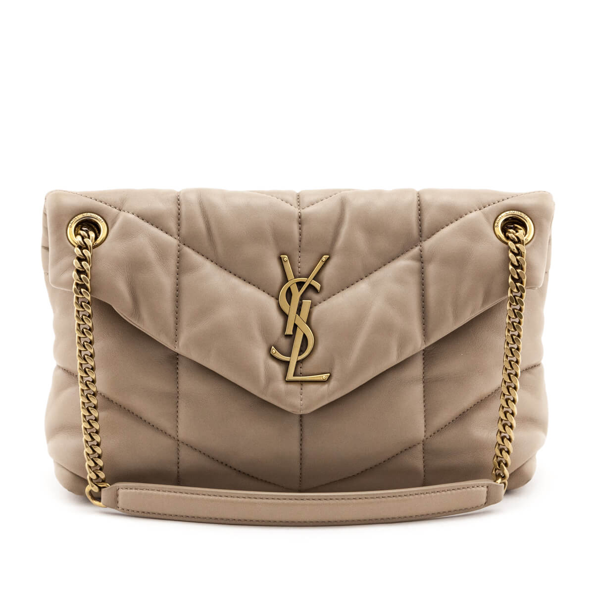 YSL Saint Laurent Trending Lambskin Loulou Puffer Satchel Quilted Beige Travel Bag