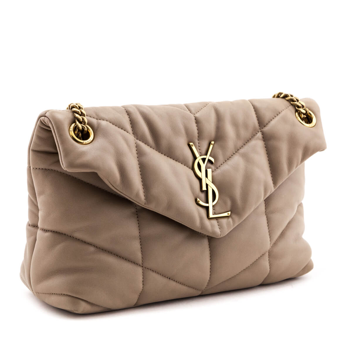 YSL Saint Laurent Trending Lambskin Loulou Puffer Satchel Quilted Beige Travel Bag