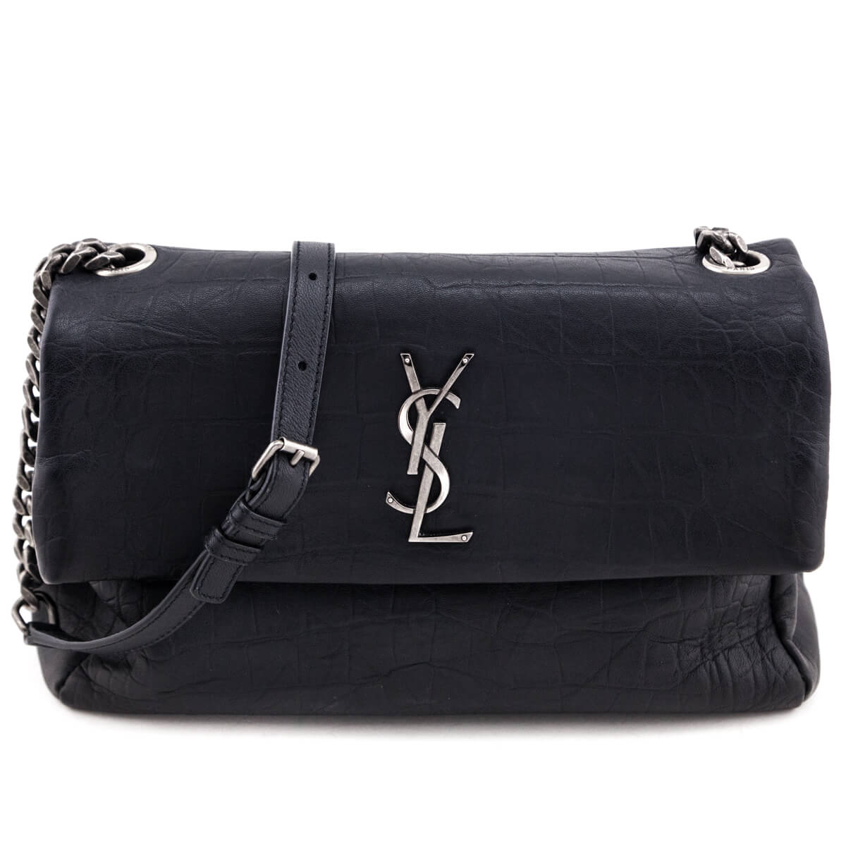 YSL Saint Laurent Trending Crocodile Embossed West Hollywood Bag Black Medium Travel Bag