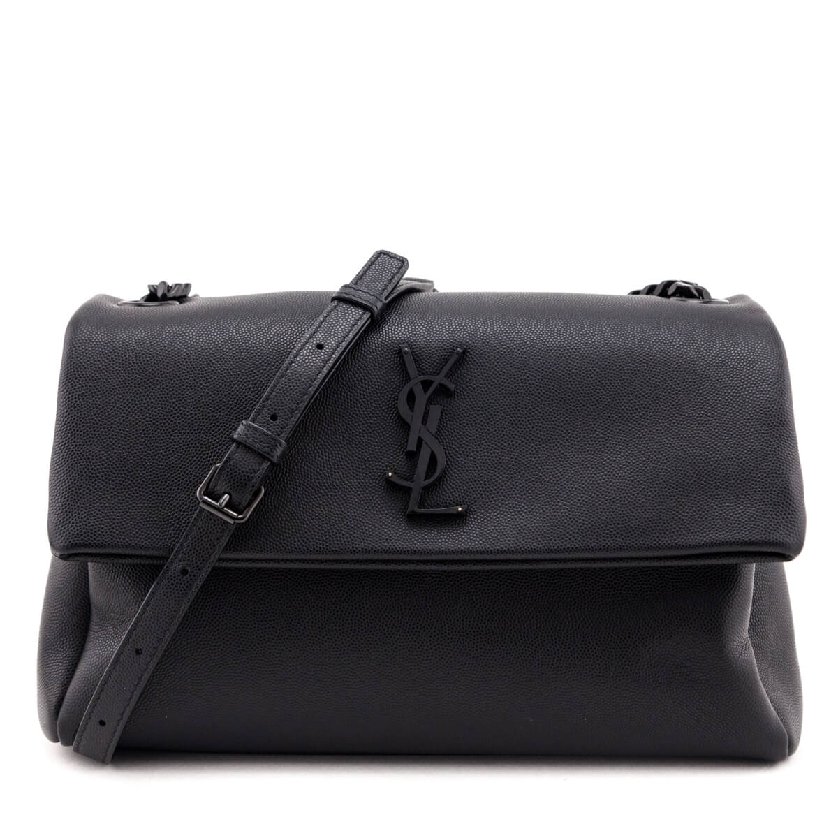 YSL Saint Laurent Trending Grain De Poudre West Hollywood Fold Monogram Black Travel Bag