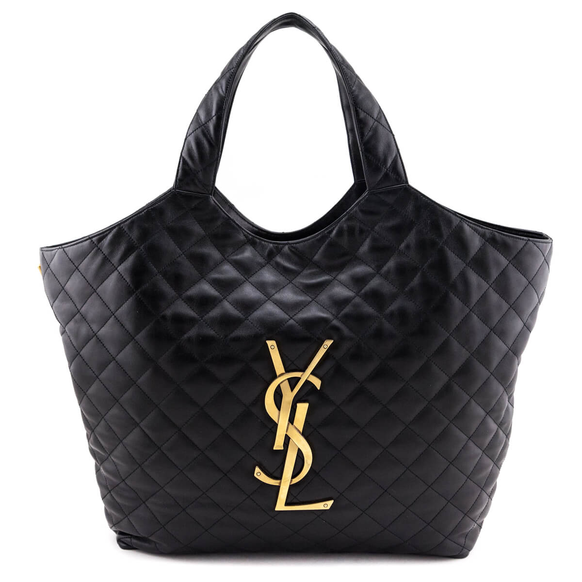 YSL Saint Laurent Trending Lambskin Maxi Icare Shopping Tote Quilted Black Tote Bag