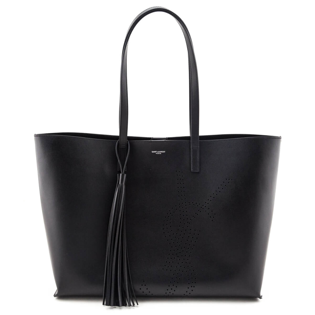 YSL Saint Laurent Trending Perforated E W Shopper Tote Leather Black Tote Bag
