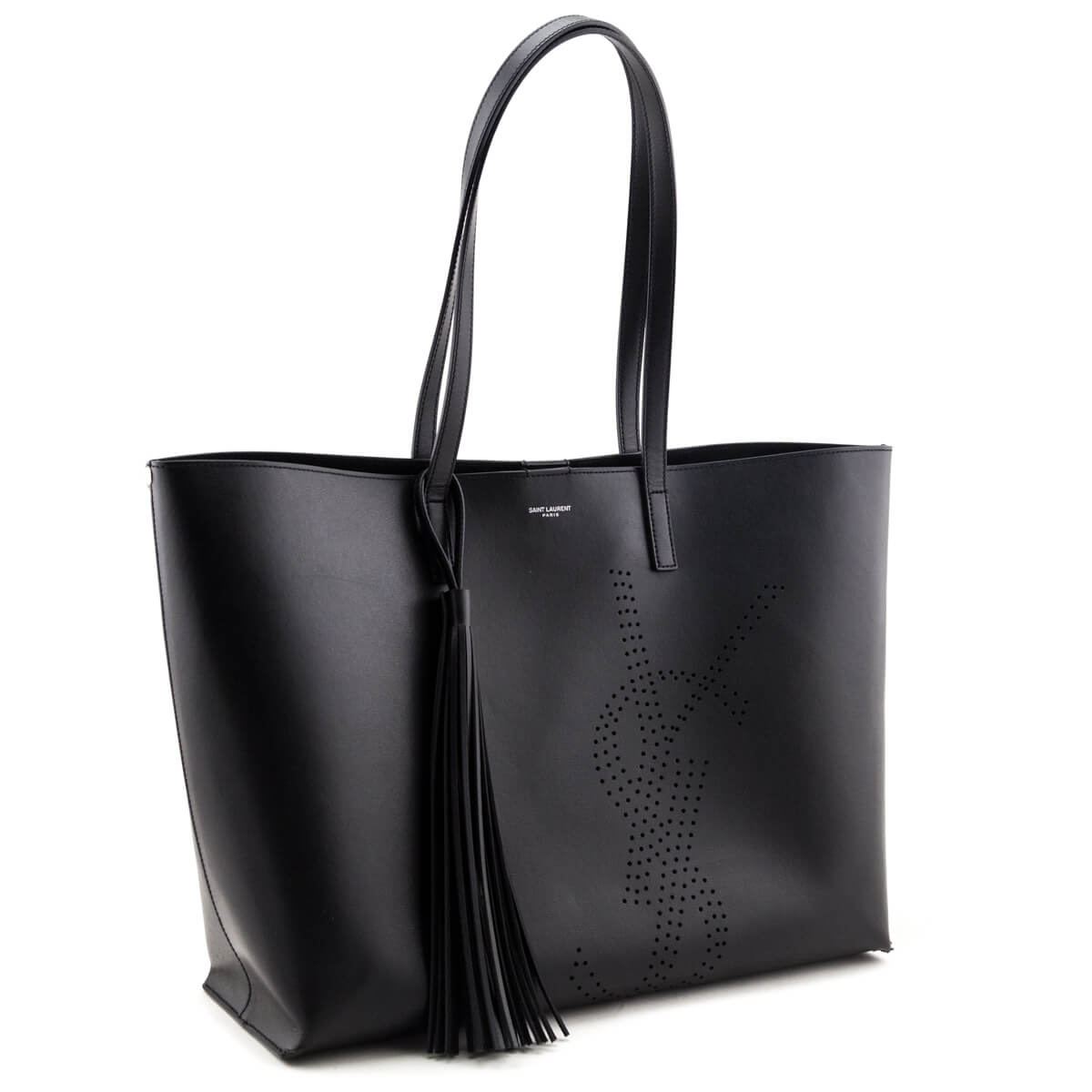 YSL Saint Laurent Trending Perforated E W Shopper Tote Leather Black Tote Bag