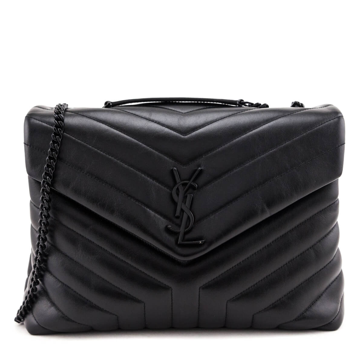 YSL Saint Laurent Trending Black Medium Loulou Chain Satchel Leather Quilted Travel Bag