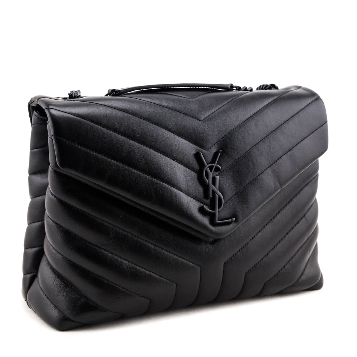 YSL Saint Laurent Trending Black Medium Loulou Chain Satchel Leather Quilted Travel Bag