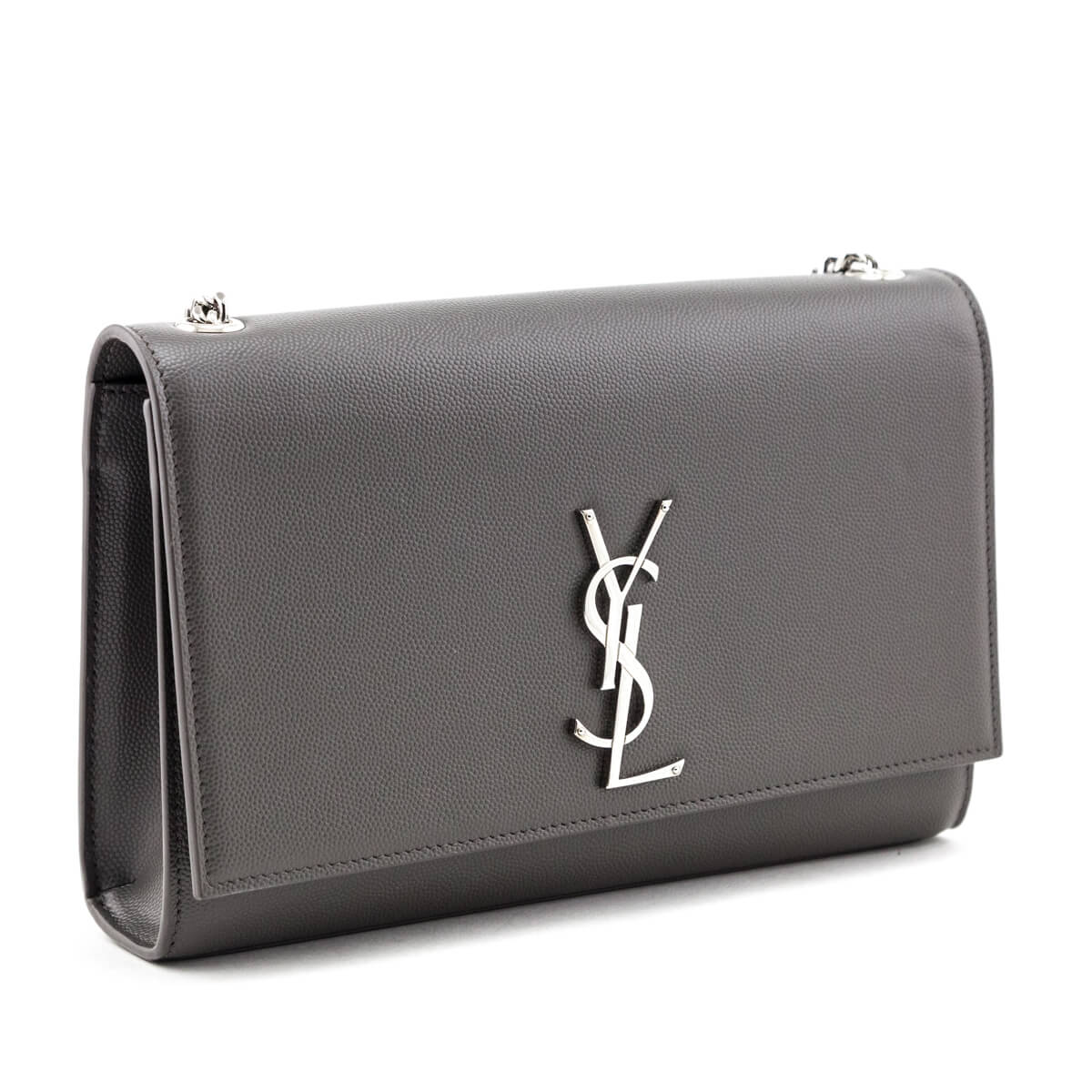 YSL Saint Laurent Trending Earth Grey Grain De Poudre Kate Medium Chain Travel Bag