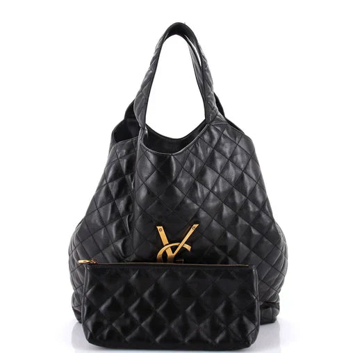 YSL Saint Laurent Icare Shopping Tote Leather Quilted Maxi Crossbody Bag