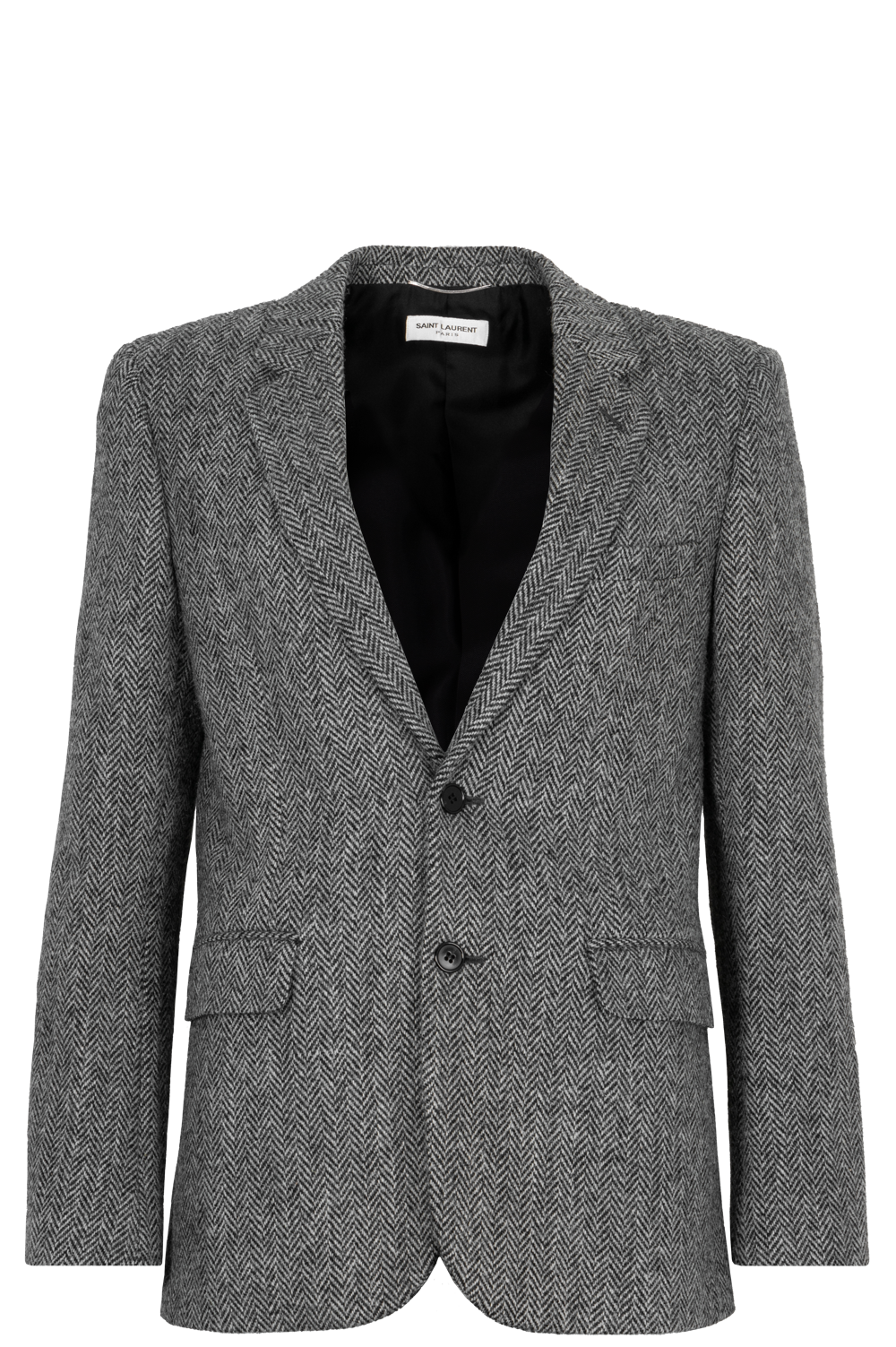 YSL Saint Laurent Herringbone Blazer Jacket Black White Handbag