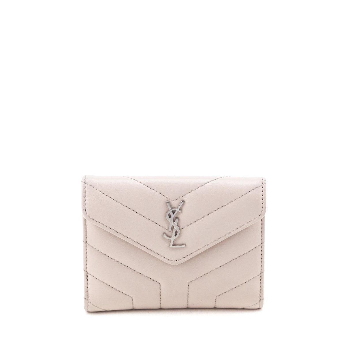 YSL Saint Laurent Trending Marble Lambskin Loulou Compact Wallet Travel Matelasse Pink Travel Bag