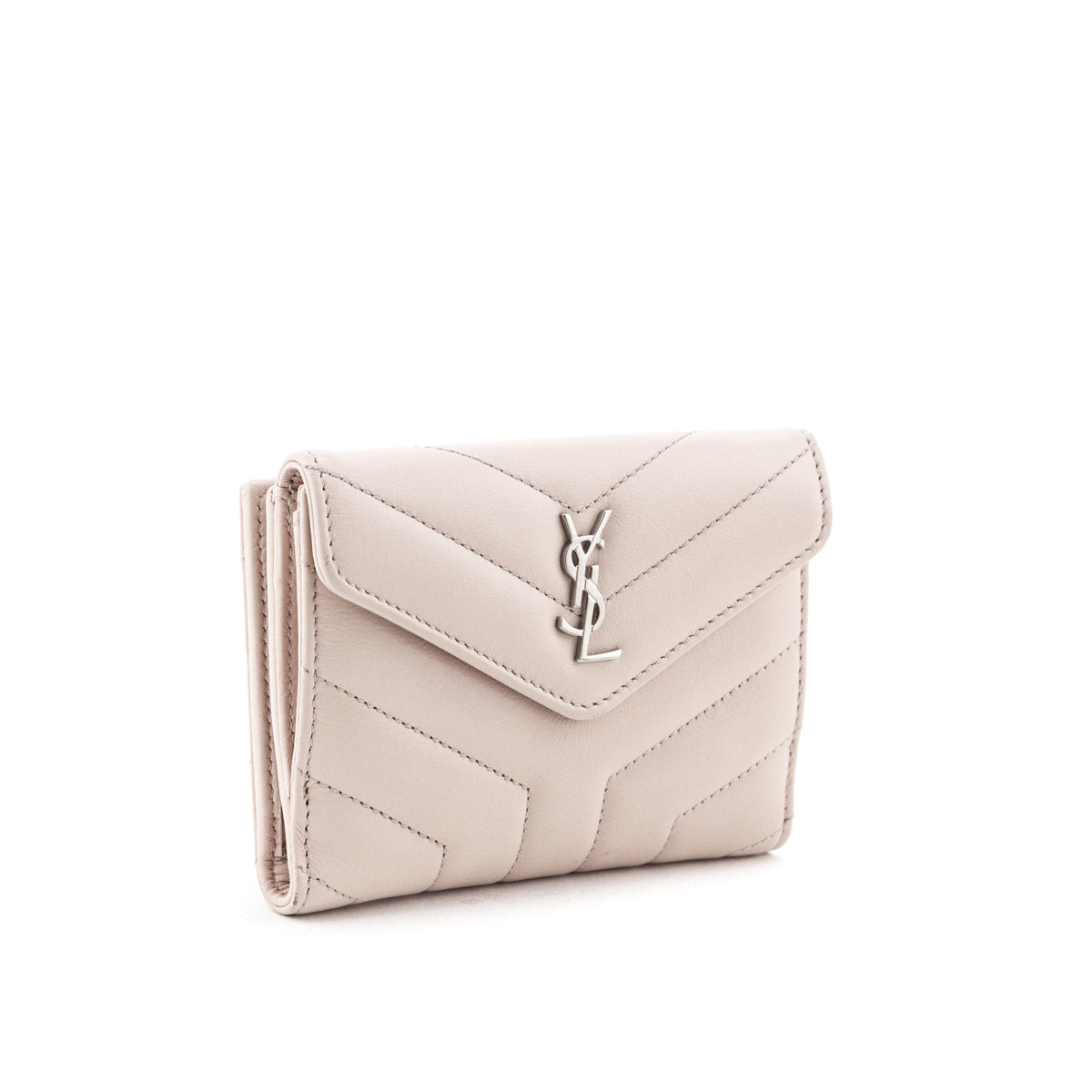 YSL Saint Laurent Trending Marble Lambskin Loulou Compact Wallet Travel Matelasse Pink Travel Bag