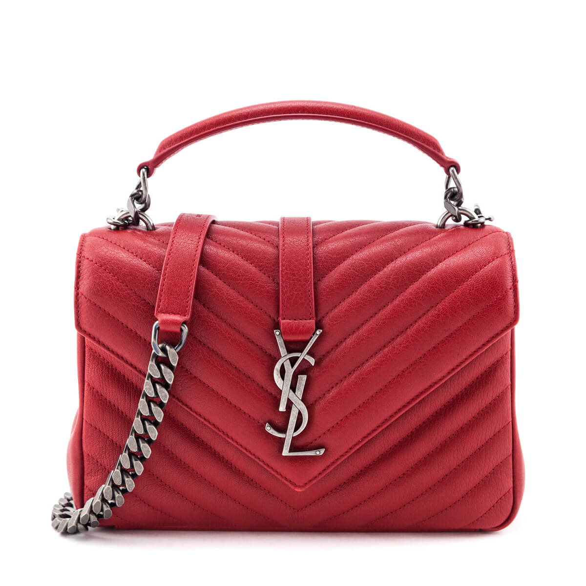 YSL Saint Laurent Trending Sheepskin College Bag Quilted Red Travel Bag