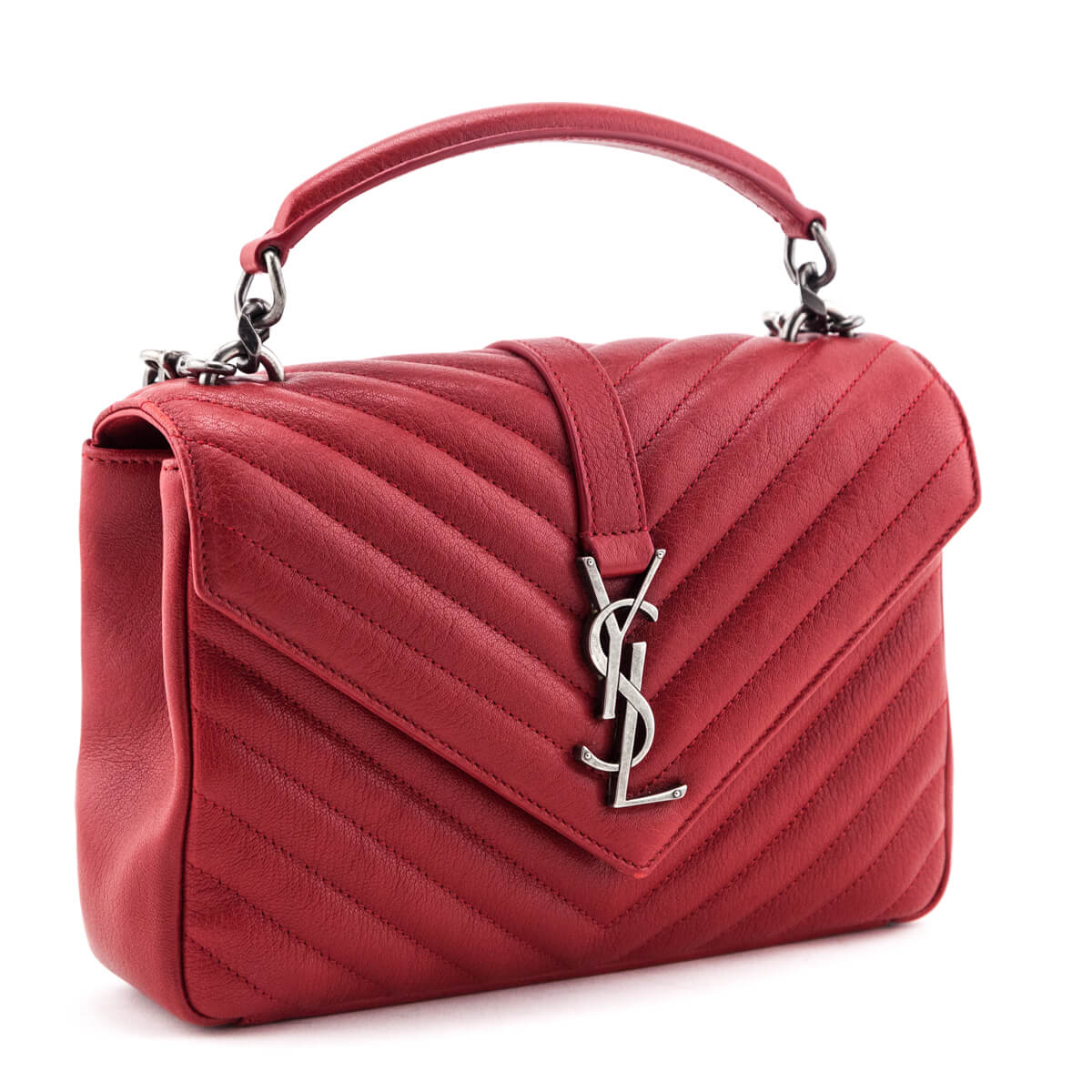 YSL Saint Laurent Trending Sheepskin College Bag Quilted Red Travel Bag