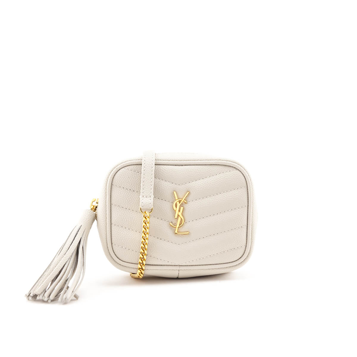 YSL Saint Laurent Saint Laurent Trending Grain De Poudre Baby Monogram White Travel Bag