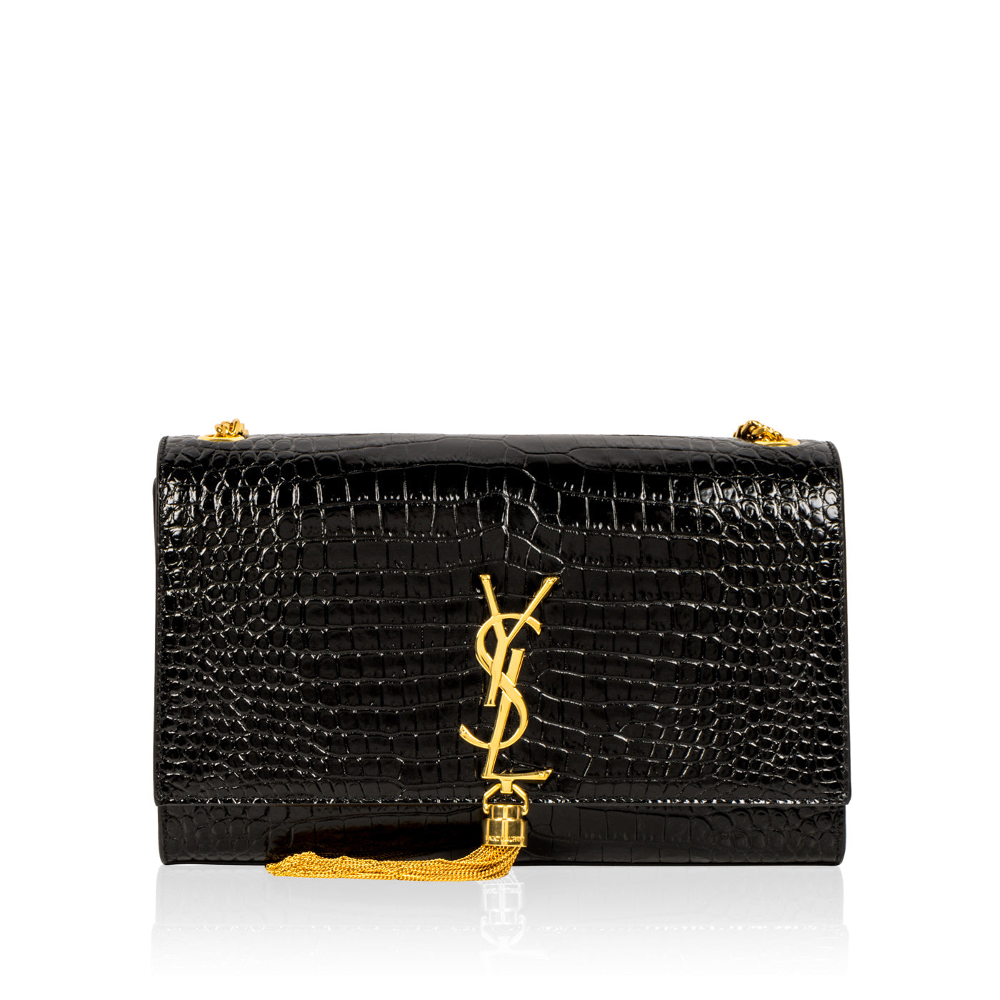 YSL Saint Laurent Crocodile Kate Tassel Crossbody Bag