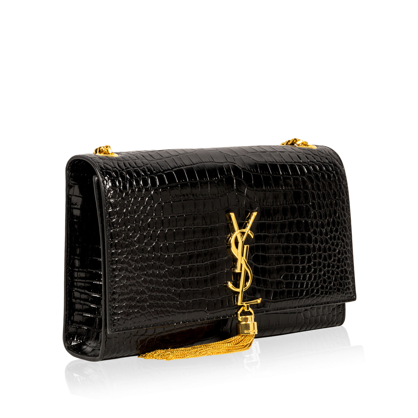 YSL Saint Laurent Crocodile Kate Tassel Crossbody Bag