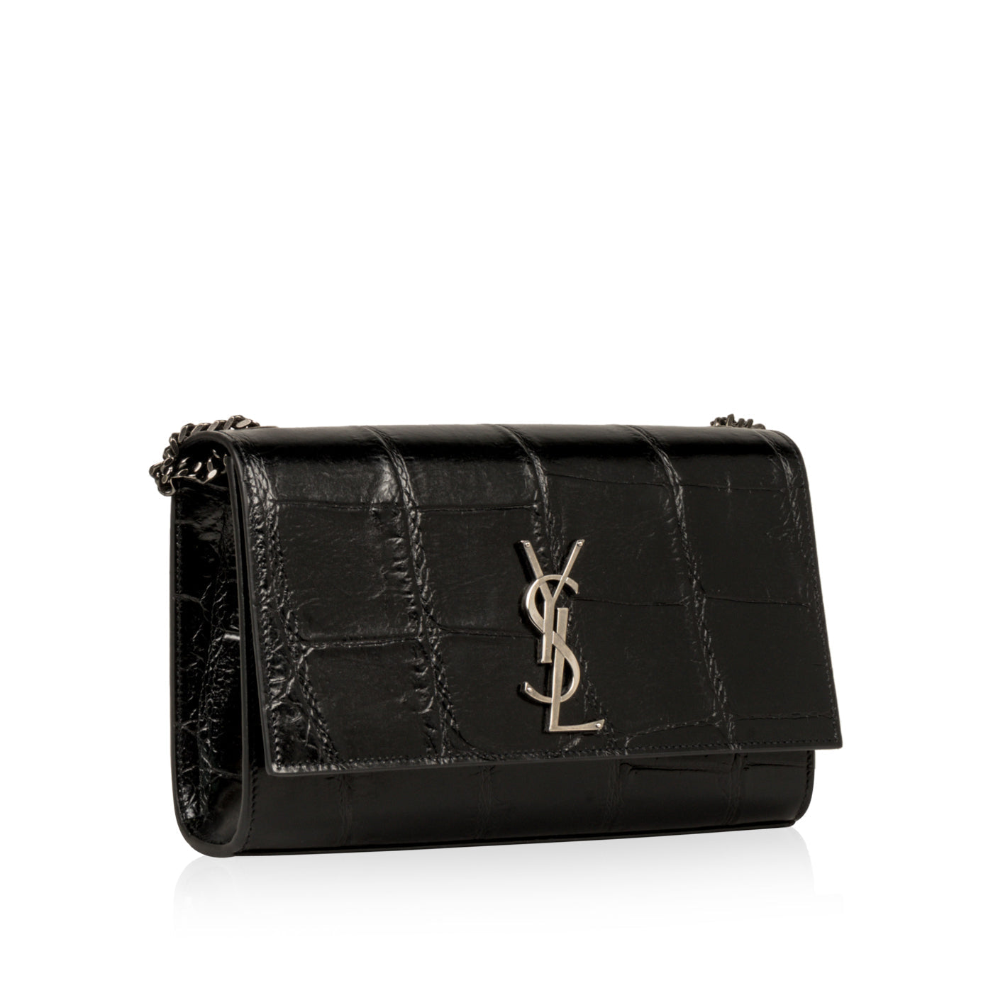 YSL Saint Laurent Kate Croc Crossbody Bag Embossed