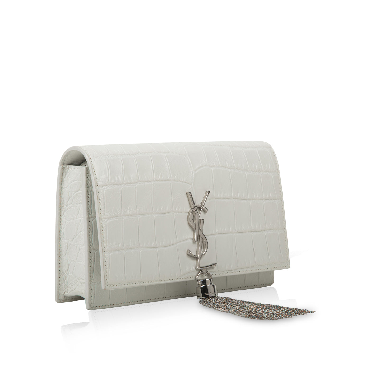 YSL Saint Laurent Kate Tassel Croc Crossbody Bag Small Embossed