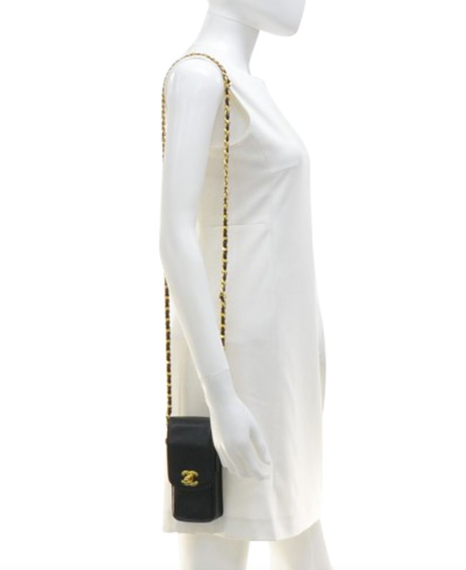 Chanel Caviar CC Phone Matelasse Black Crossbody Bag