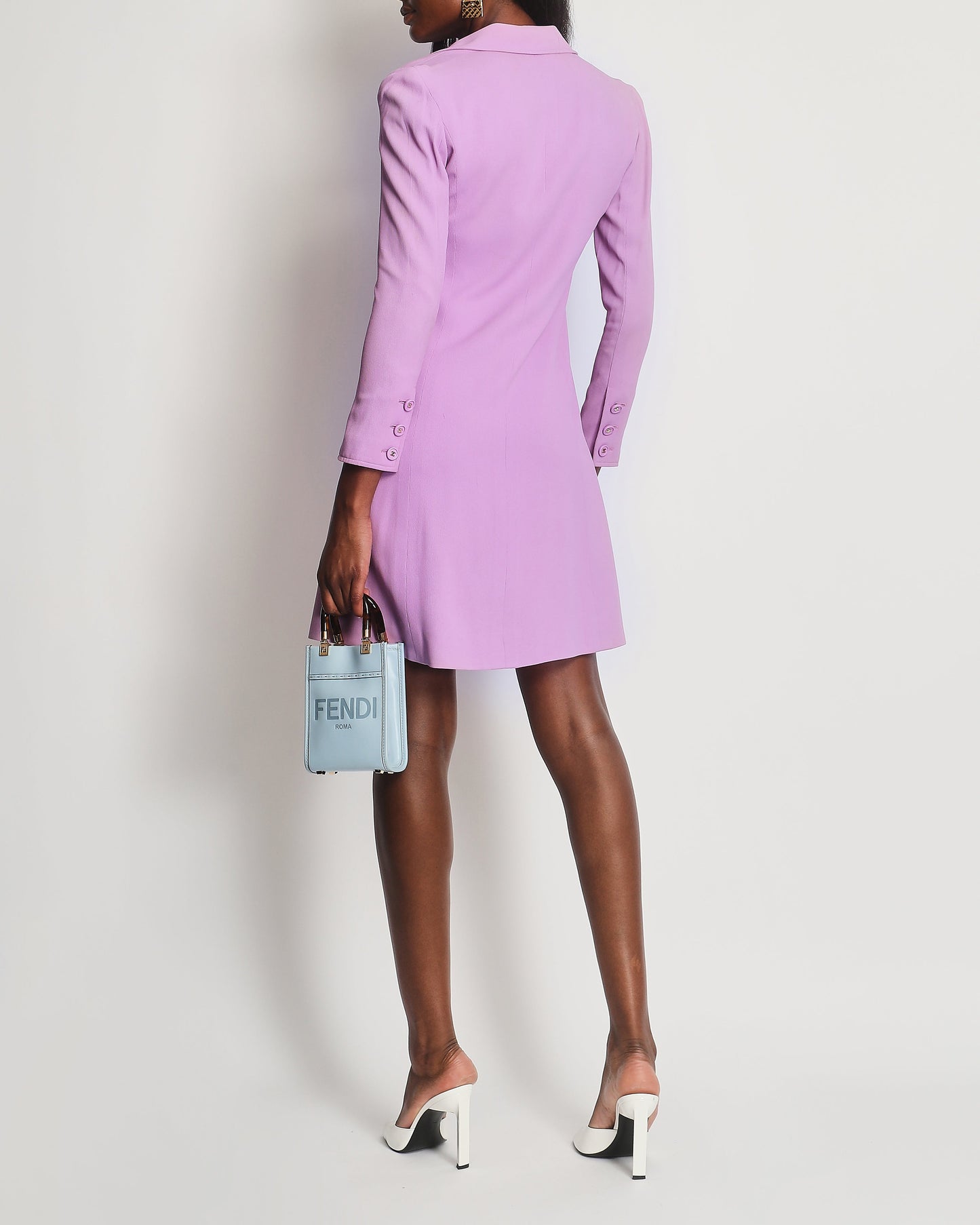 Chanel 97/p Lilac Longline Blazer With CC Button Detail Size Fr 38 (uk 10)