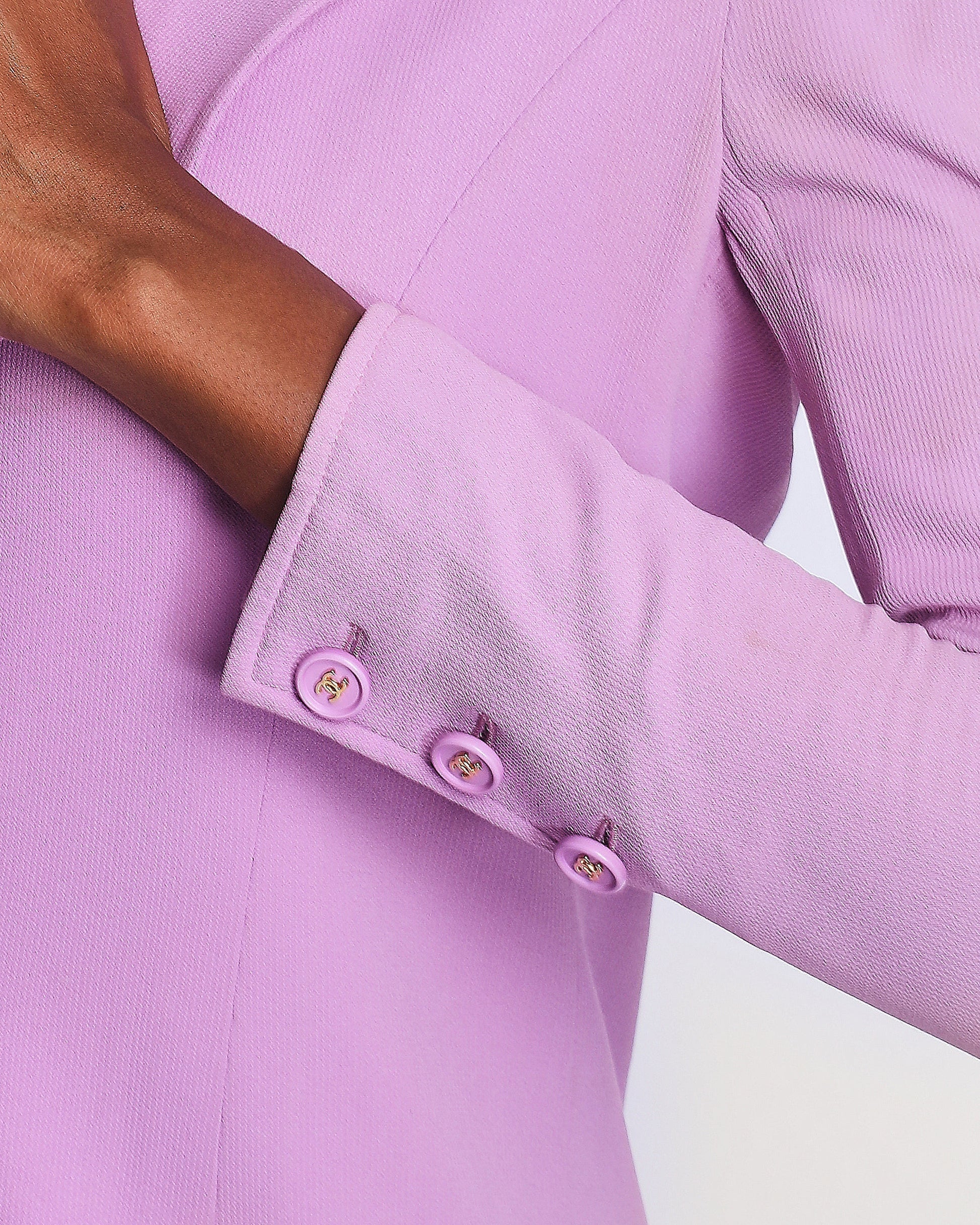 Chanel   97P Lilac Longline Blazer with CC Button Detail Size FR 38 (UK 10)