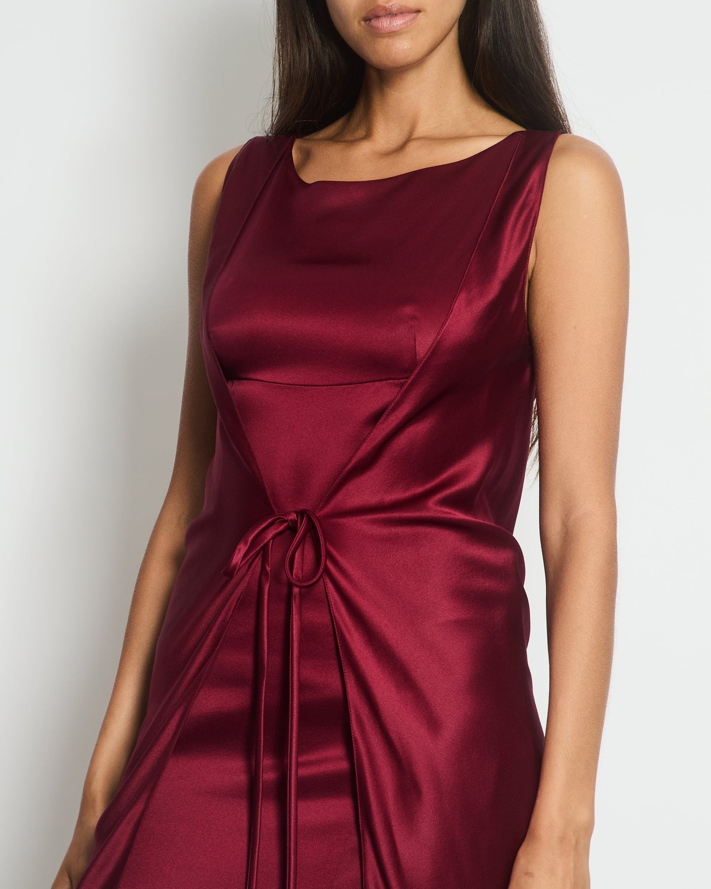 Chanel   98A Burgundy Silk Wrap Dress Size FR 38 ( UK 10)