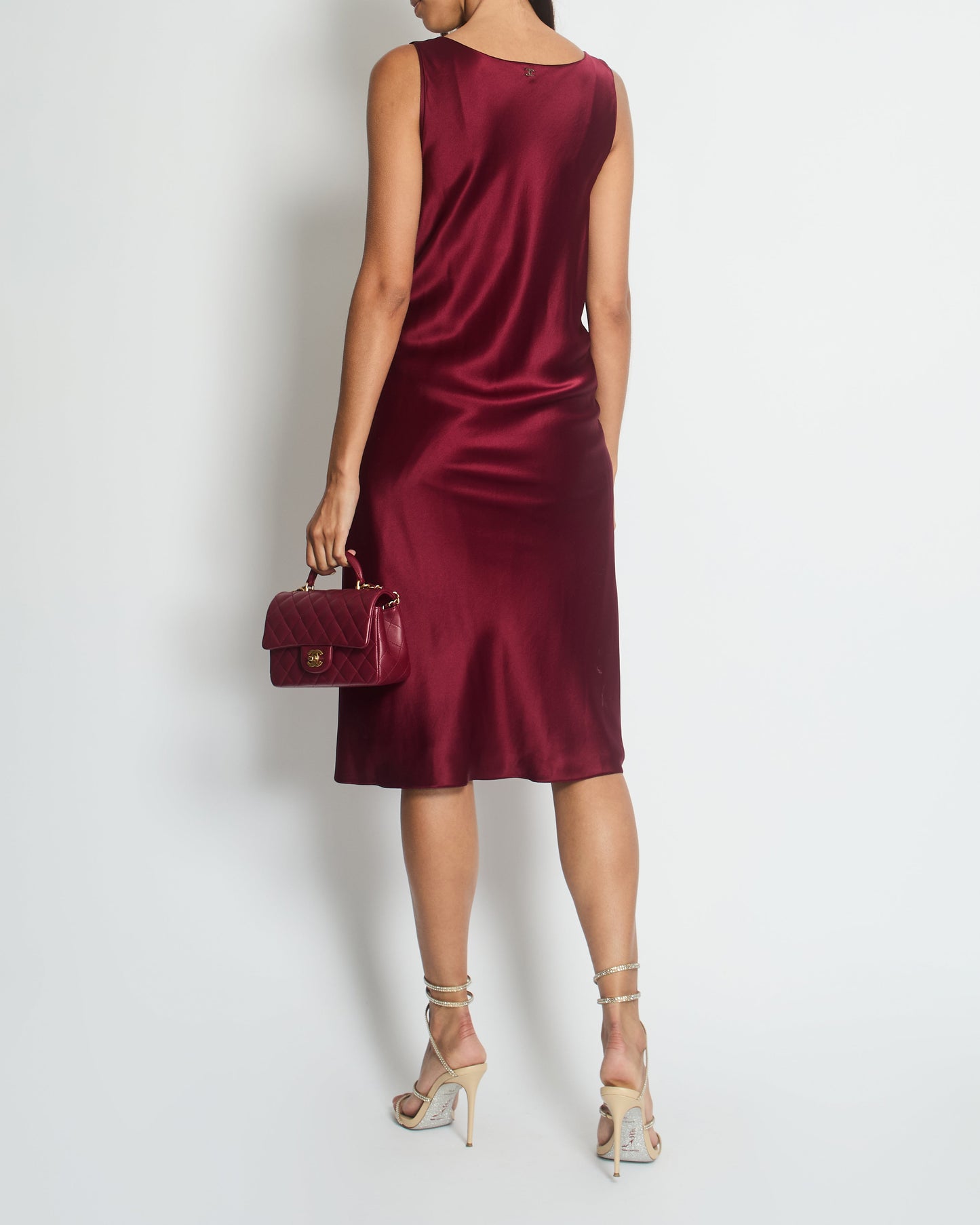 Chanel   98A Burgundy Silk Wrap Dress Size FR 38 ( UK 10)