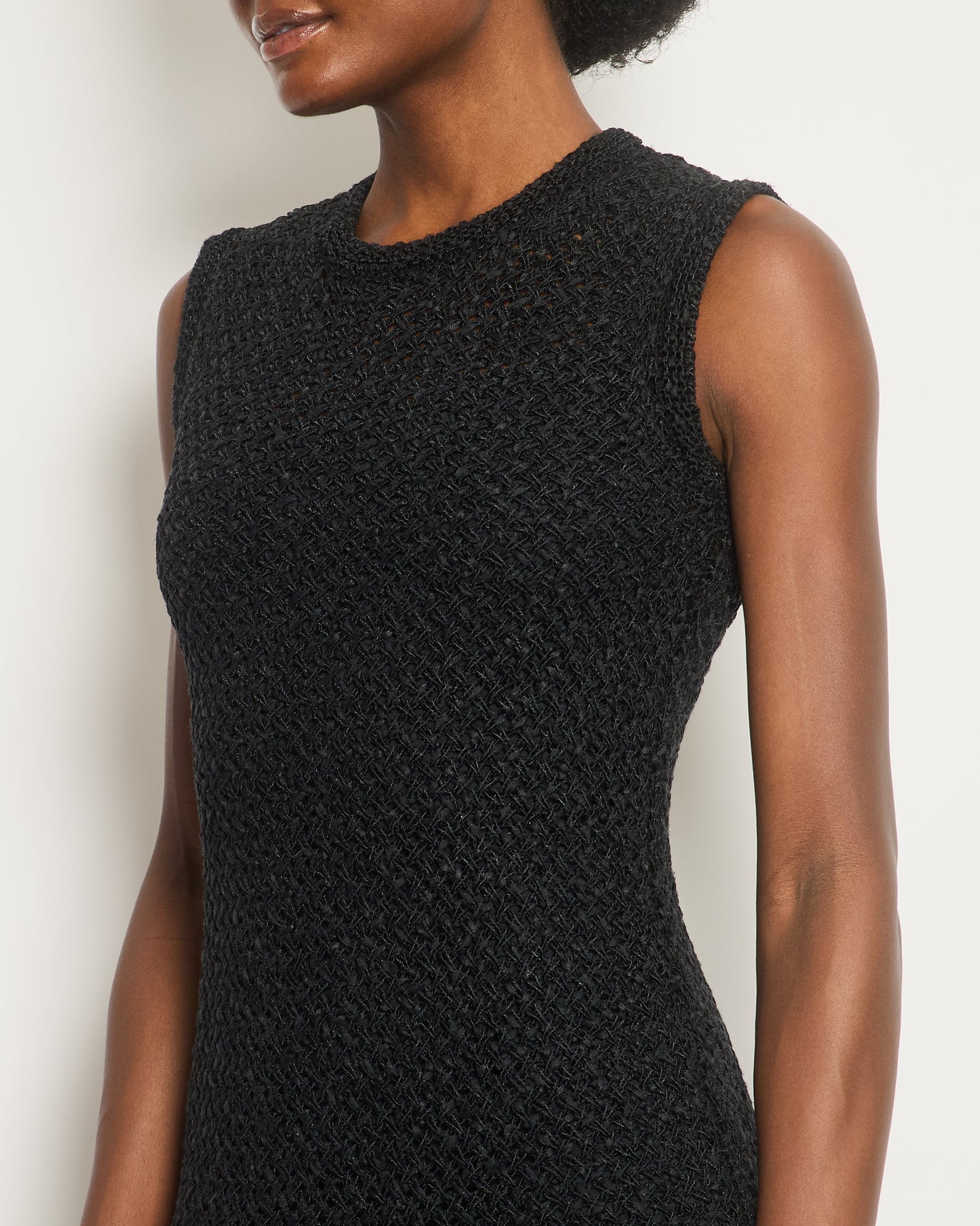 Chanel Black Crochet Sleeveless Mini Dress Size FR 36 (UK 8)