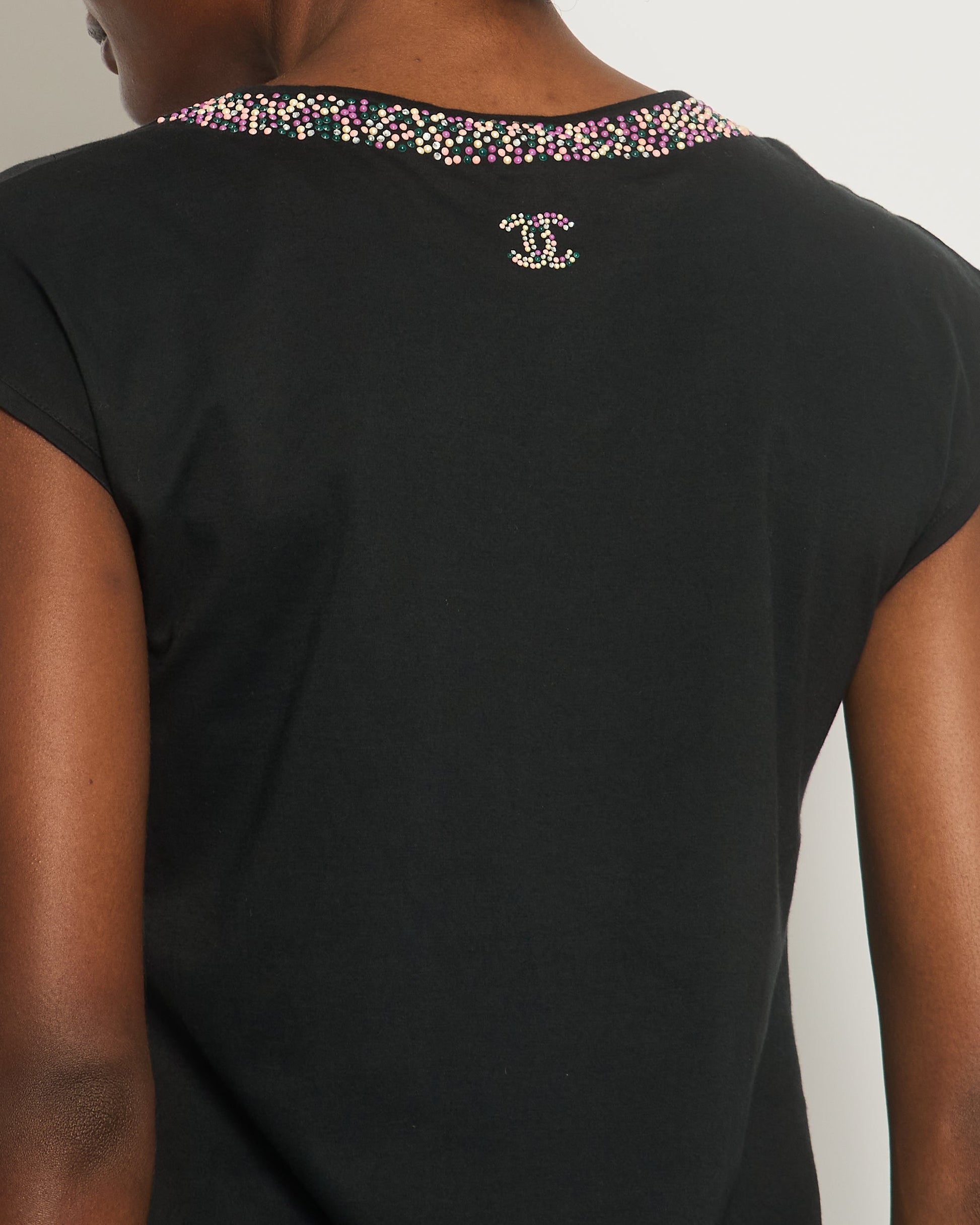 Chanel *Fire Price* Black Top With Collar Embellishment And Cc Logo Detail Size Fr 38 (Uk 10) Bag