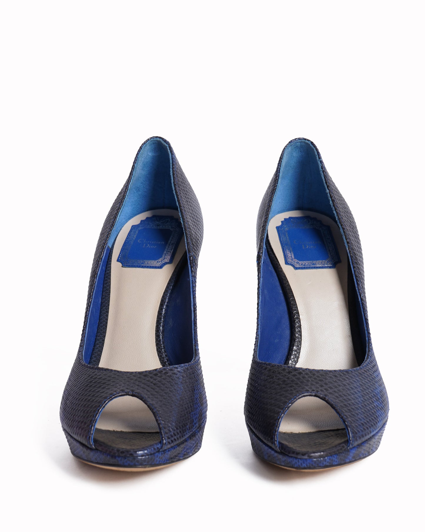 Dior Shoe Christian Peep Toe Pumps Leather Python Shoes