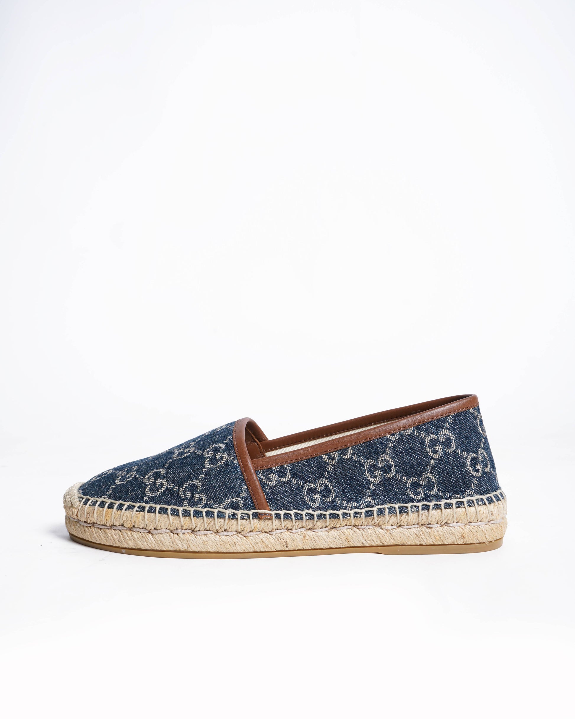 Gucci pilar espadrilles in blue jacquard denim