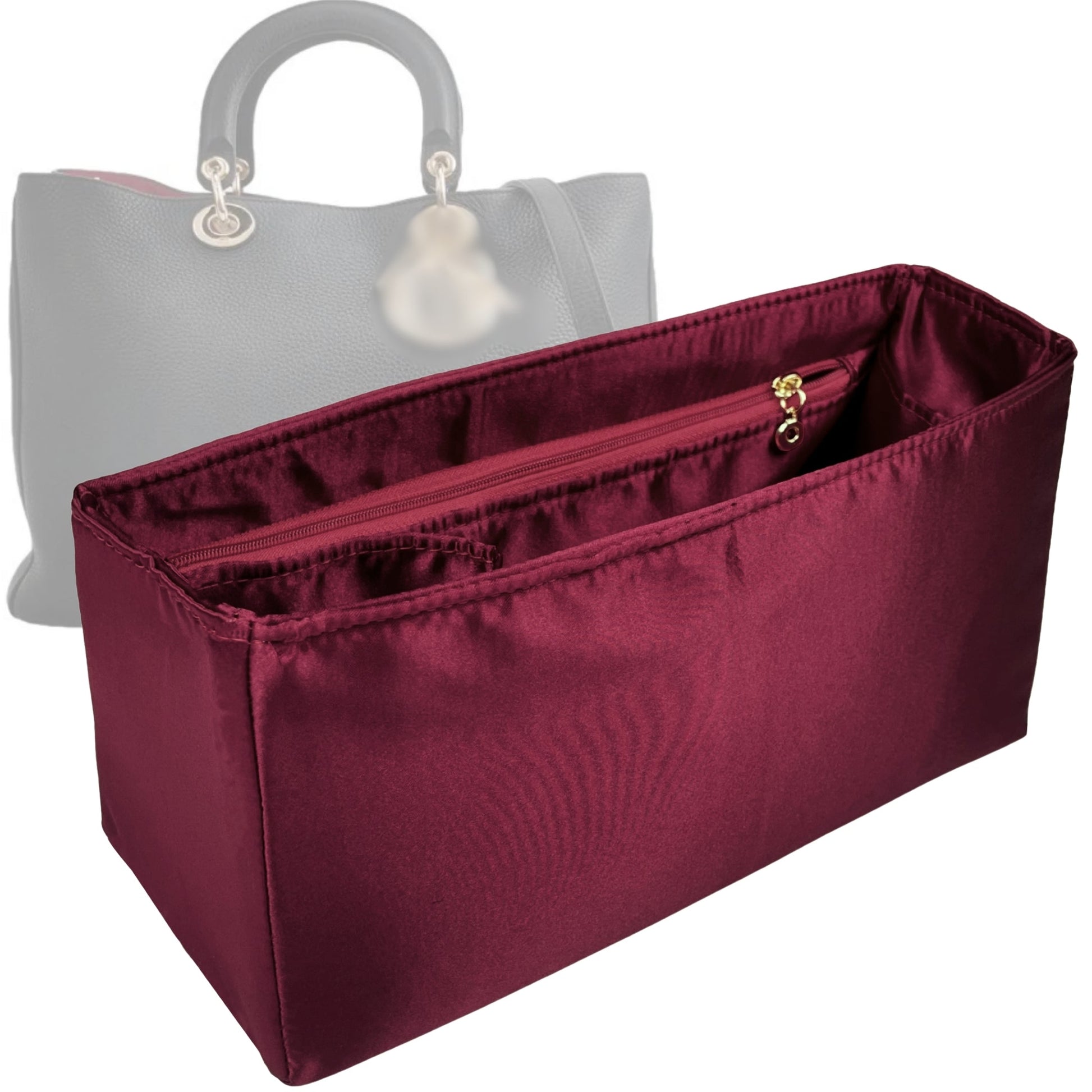 Dior Handbag Organizer for issimo Bag, Bag Insert Silk, Large Zip Zip And Open
