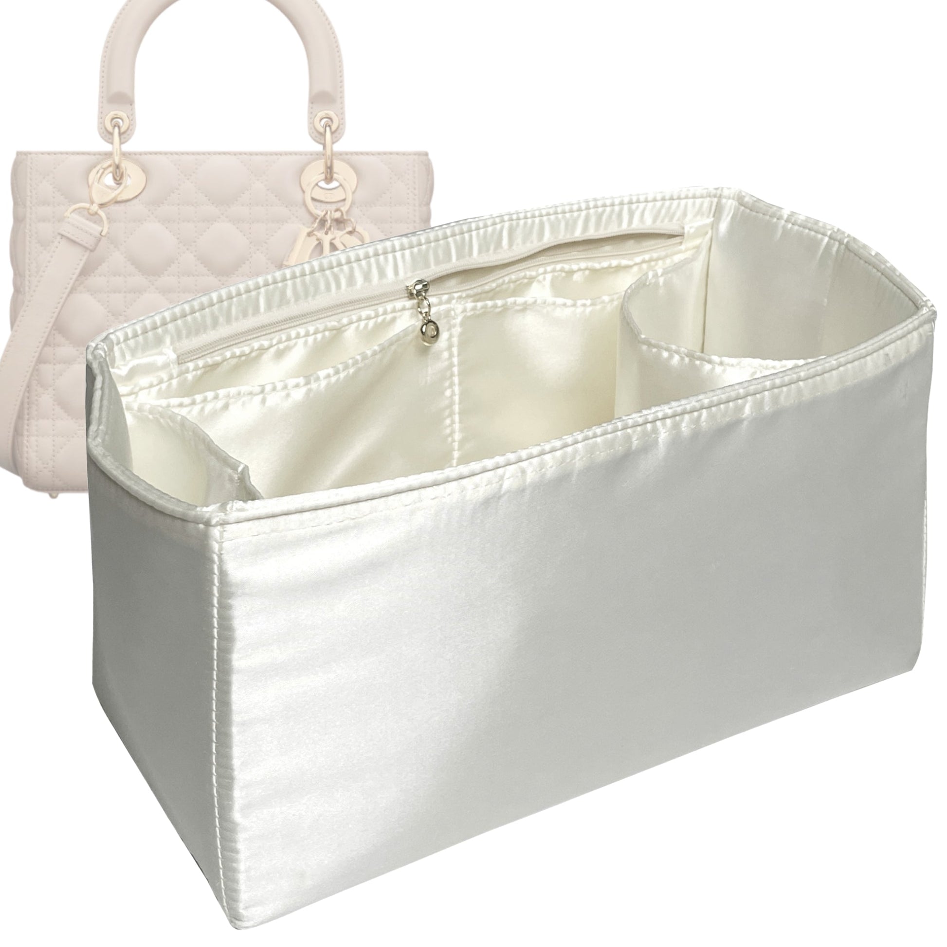 Dior Handbag Organizer for Lady , Bag Insert Silk, Large Zip
