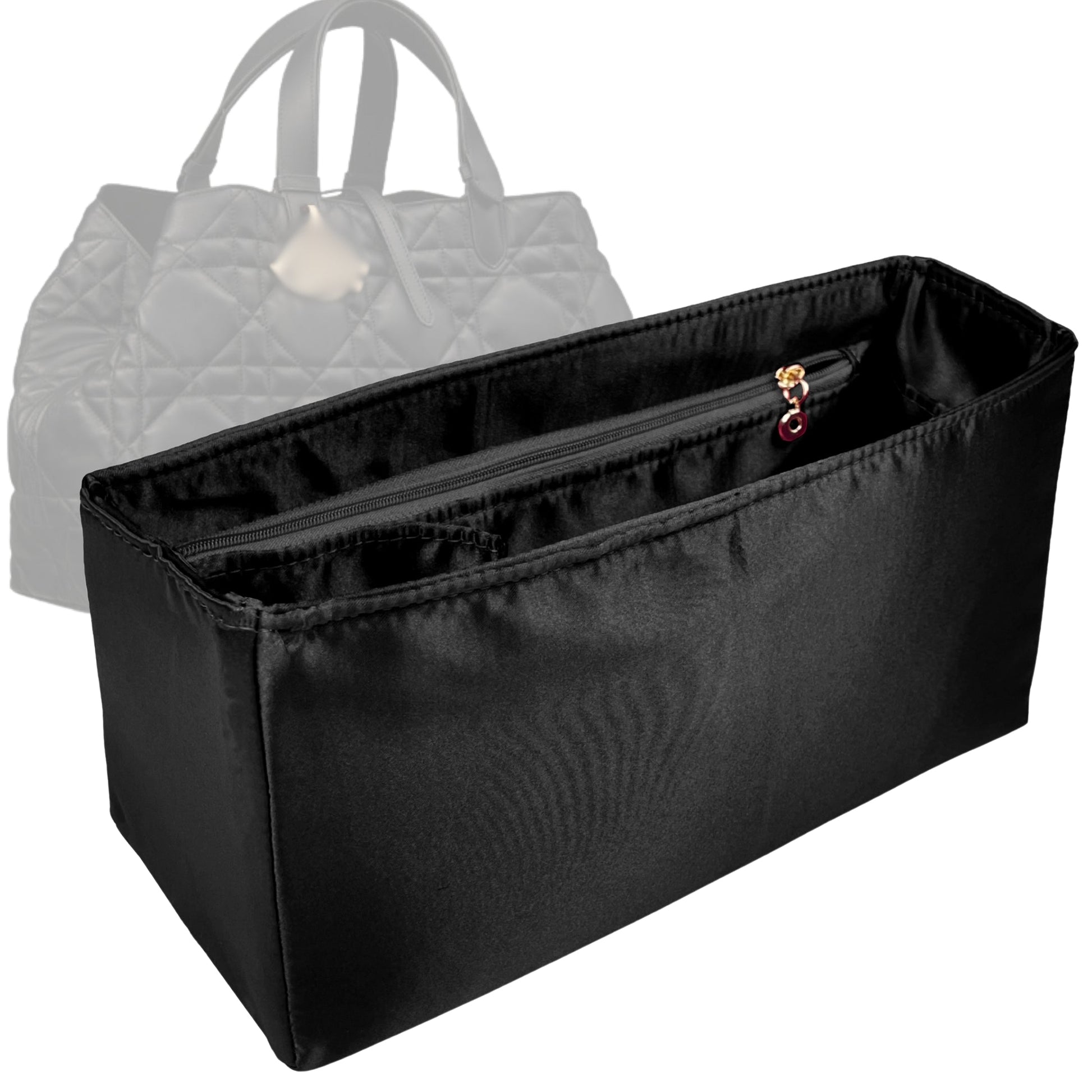 Dior Handbag Organizer for Toujours Bag, Bag Insert Silk, Large Zip