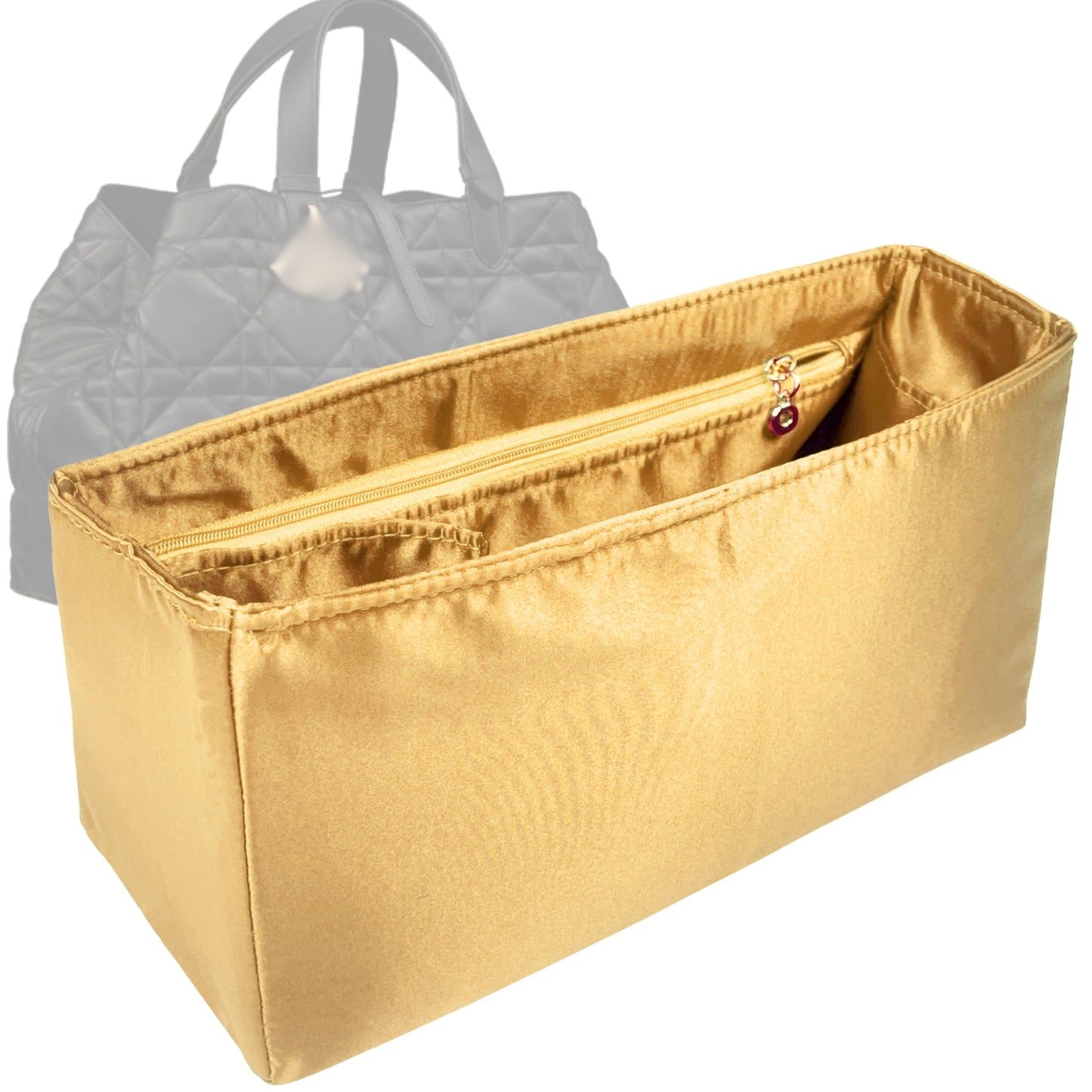 Dior Handbag Organizer for Toujours Bag, Bag Insert Silk, Medium Zip