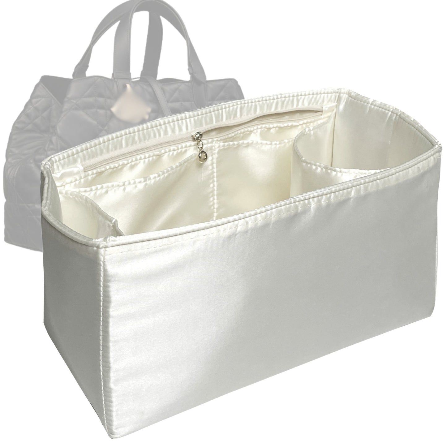 Dior Handbag Organizer for Toujours Bag, Bag Insert Silk, Small Zip