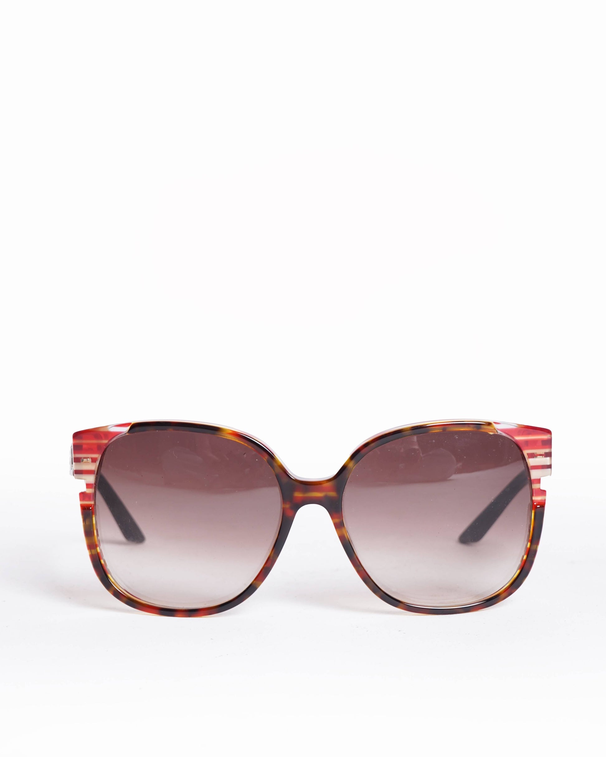 Dior Handbag Christian line Tortoise Oversized Striped Sunglasses Brown