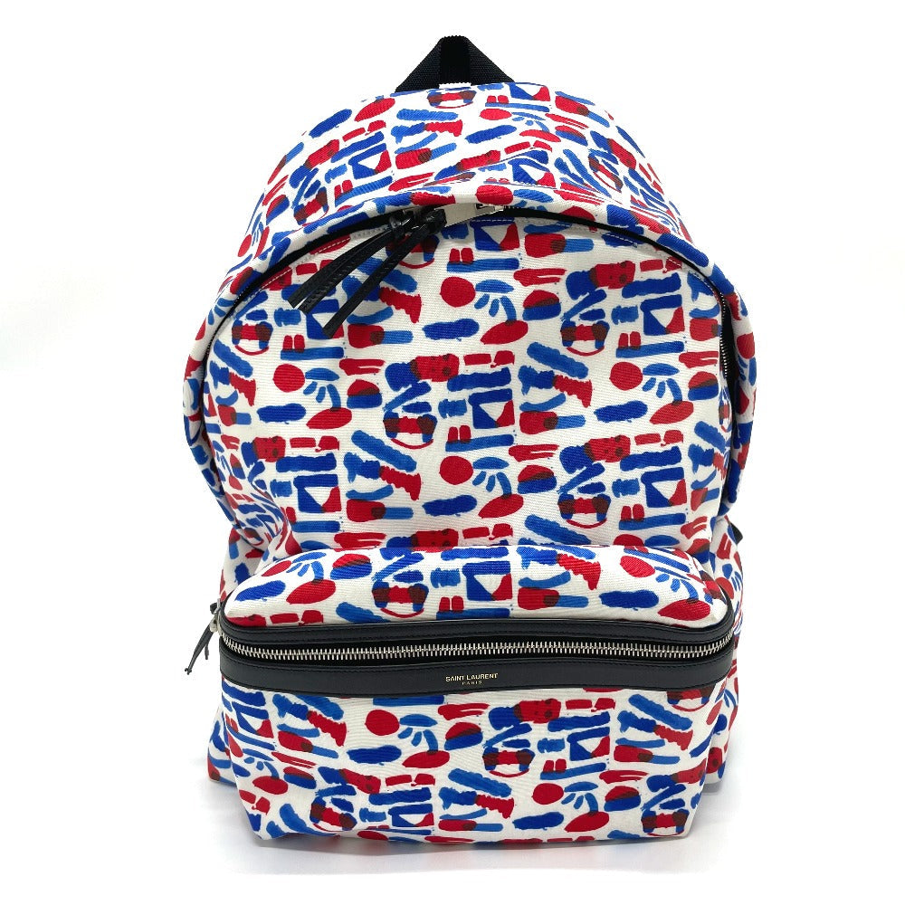 Saint Paris Backpack Red Blue Multi Total Leather Canvas