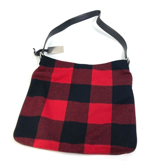 Shoulder Bag Cotton, Check Women Leather Red