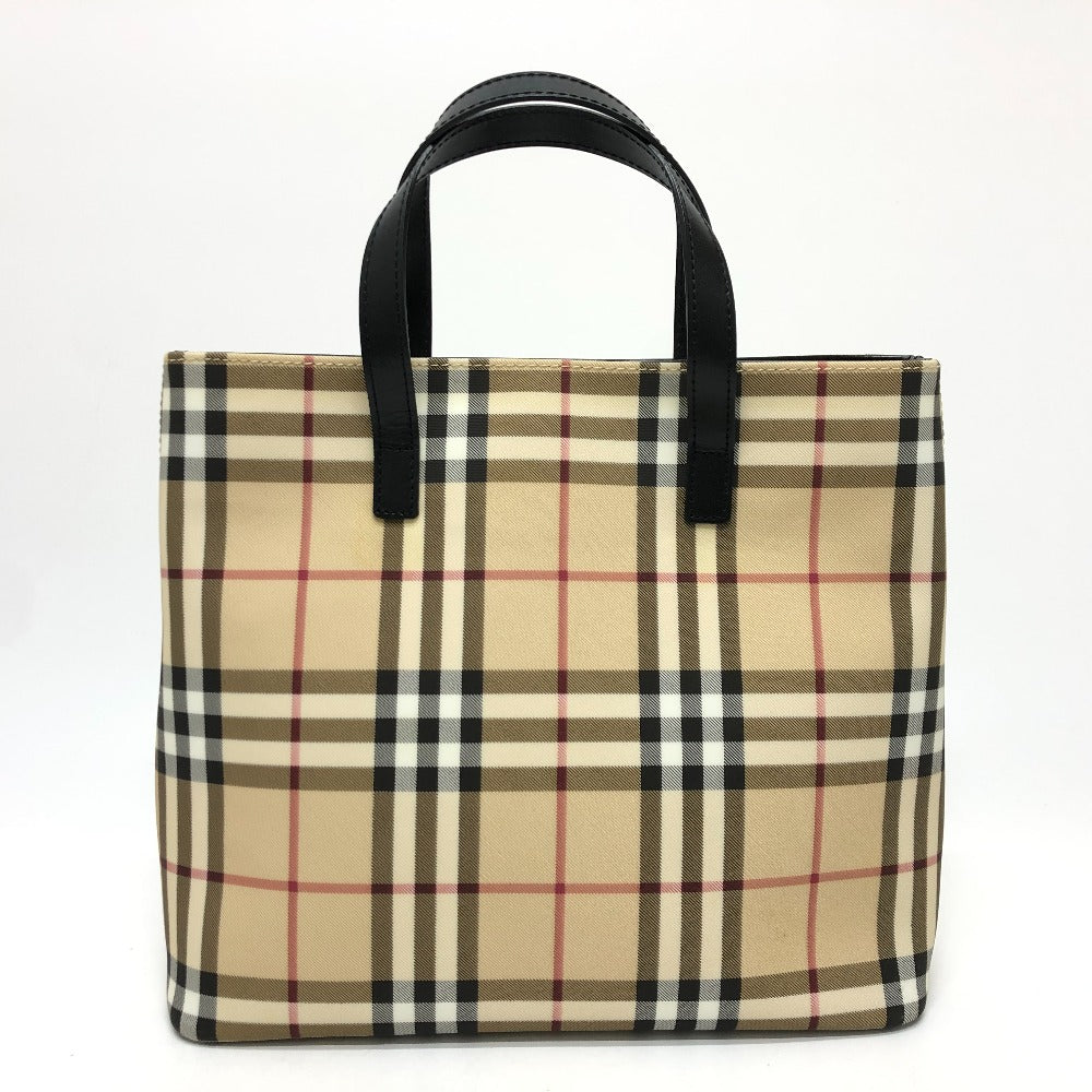 Burberry Pvc Check Women Handbag Leather Beige Travel Bag